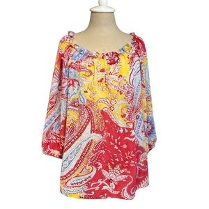 Chaps Floral Paisley Boho Blouse - NWOT